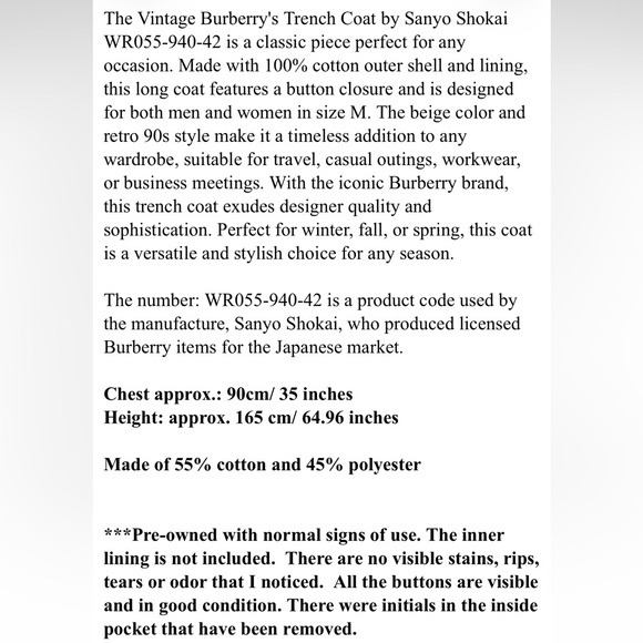 Burberry Tan Trench Coat Unisex Women Medium/ Men size small - Picture 12 of 12